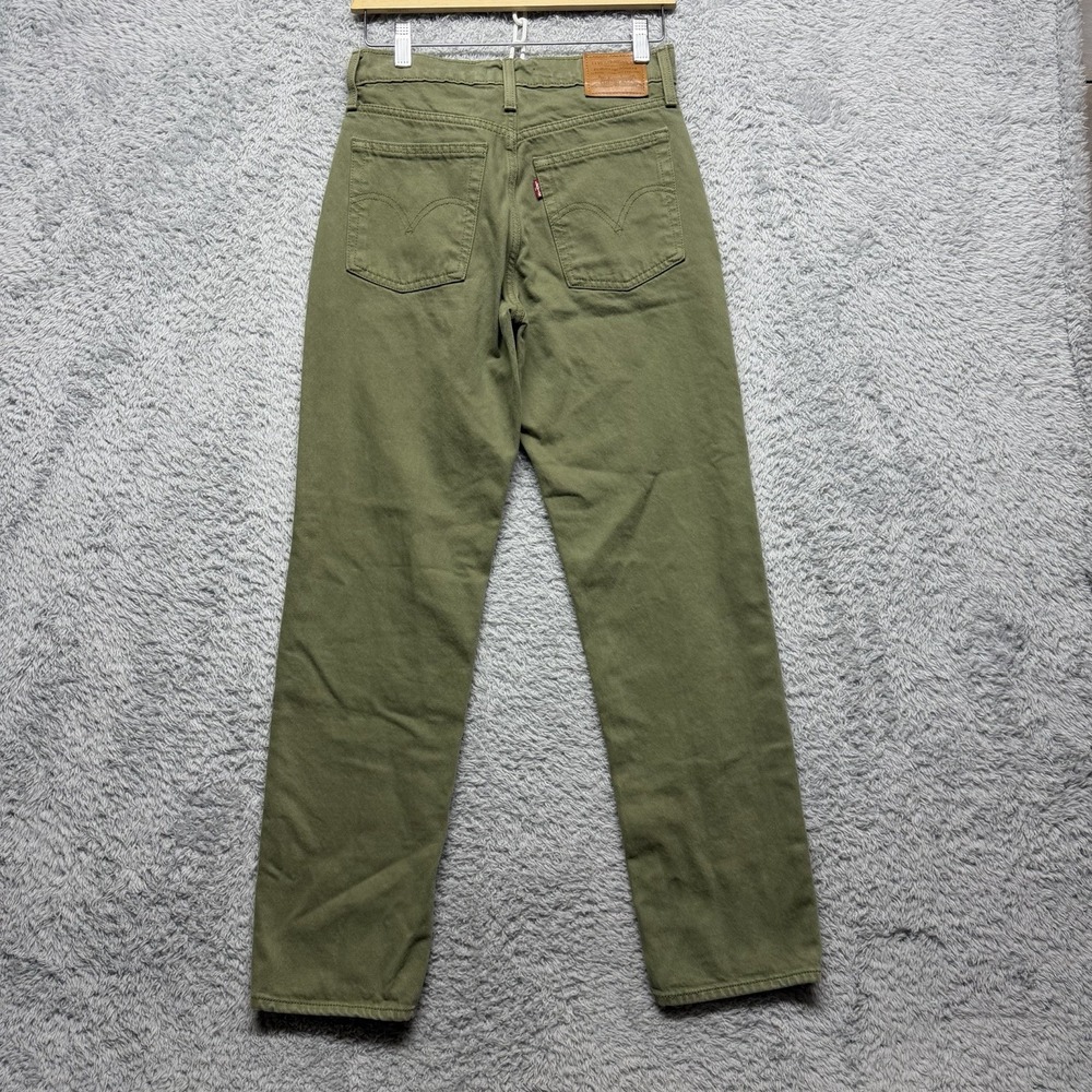 Levis Wedgie Straight Button Fly Jeans Womens 27 Green Ankle Mid Rise Stretch
